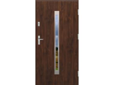 Drzwi zewnętrzne stalowo-drewniane Disting Otello 11 Orzech 90 cm prawe zamek listwowy KR CENTER