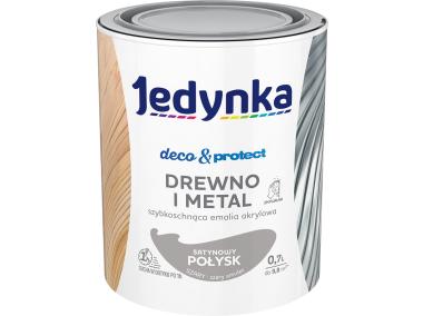 Zdjęcie: Emalia akrylowa Deco&Protect drewno i metal satynowy połysk szary 0,7 L JEDYNKA
