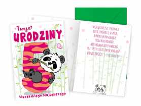 Karnet PR-445 Urodziny 5 - cyferki, panda KUKARTKA