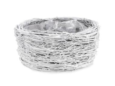 Zdjęcie: Donica ogrodowa z gałązek brzozy 34x16 cm wrzosówka biała TIN TOURS