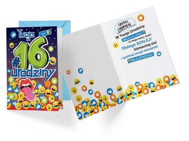 Zdjęcie: Karnet PR-342 Urodziny 16 - cyferki KUKARTKA