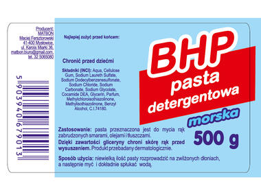 Zdjęcie: Pasta BHP z dodatkiem materiałów ściernych morska 0,5 kg MATBON