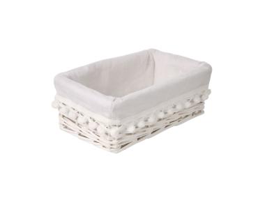 Zdjęcie: Koszyk biały z pomponami 24x16x11 cm ALTOMDESIGN