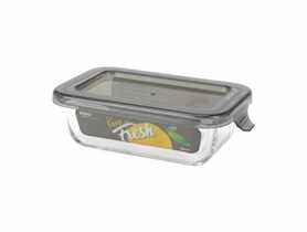 Pojemnik ze szkła żaroodpornego 180 ml prostokąt, wzór Grey, Keep it fresh DECOR