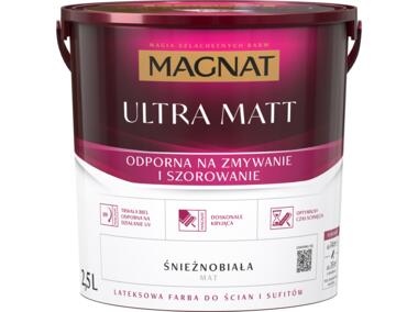 Zdjęcie: Farba lateksowa do ścian i sufitów Ultra Matt biała 2,5 L MAGNAT