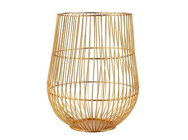 Zdjęcie: Świecznik metalowy szprosowy 17,5x17,5x22 cm złoty ALTOMDESIGN