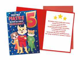Karnet DKP-039 Urodziny 5 - cyferki, pieski KUKARTKA