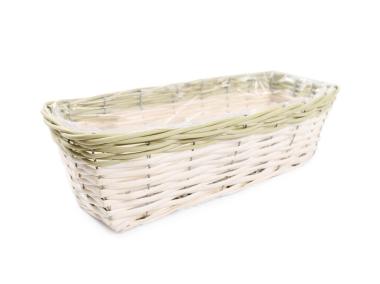 Zdjęcie: Balkonówka doniczka wiklinowa z folią na kwiaty 42x16x12 cm TIN TOURS