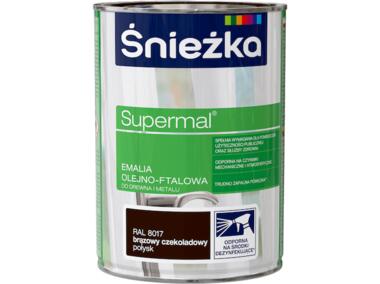 Zdjęcie: Farba do drewna i metalu Supermal 0,8 L brązowa czekoladowa ŚNIEŻKA