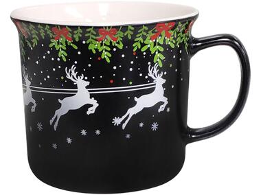 Zdjęcie: Kubek prosty z wywinietym rantem 350 ml czarny dekoracja merry christmas ALTOMDESIGN