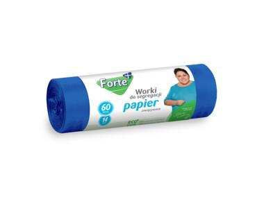 Zdjęcie: Worki na śmieci LDPE zawiązywane do segregacji papier 60 L - 14 szt. FORTE+