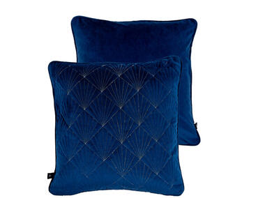Zdjęcie: Welwetowa poszewka haftowana muszle velvet her chic granatowa 45x45 cm CHIC HOME
