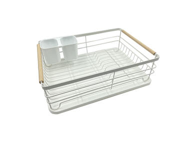 Zdjęcie: Suszarka do naczyń z elementami drewna 43x32x14 cm Biała ALTOMDESIGN