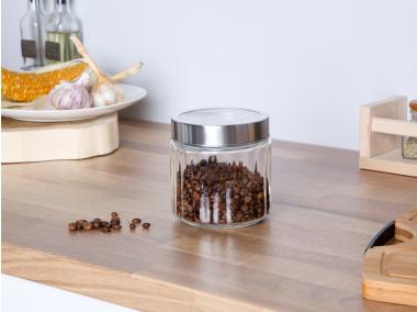 Zdjęcie: Pojemnik szklany z przezroczystą i pokrywką 750 ml prążki ALTOMDESIGN