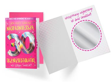 Zdjęcie: Karnet DK-921 Urodziny 30-latki - lusterko - cyfry KUKARTKA