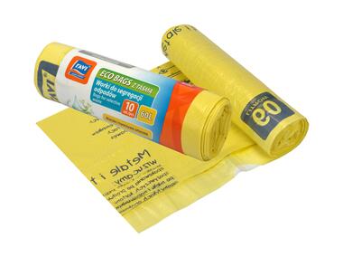 Zdjęcie: Worki Eco Bags z taśmą 60 L - 10 szt. żółte plastik RAVI