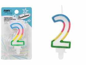 Świeczka urodzinowa Cyferka 2 Rainbow DECOR