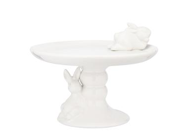 Zdjęcie: Patera ozdobna ceramiczna na nodze 20x20x15 cm dekor zajączki ALTOMDESIGN