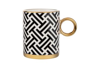 Zdjęcie: Kubek wysoki 350 ml ze złotym uchem Gold Dream dekoracja II ALTOMDESIGN