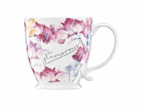 Kubek porcelanowy Garden na stopce 480 ml kwiaty różowe AMBITION