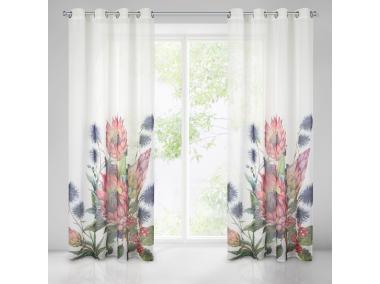 Zdjęcie: Zasłona Helen 140x250 cm biało-różowa na przelotkach EUROFIRANY
