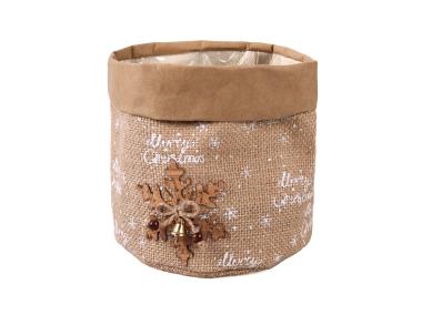 Zdjęcie: Osłonka jutowa ze śniezynką 15x15x15 cm TIN TOURS