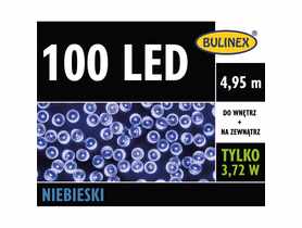 Lampki choinkowe LED 4,95 m niebieskie 100 lampek zielony przewód BULINEX