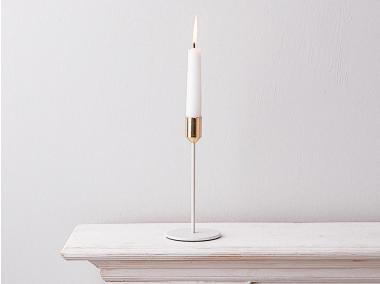 Zdjęcie: Świecznik cieńki biały ze zlotym wykończeniem 8x18 cm ALTOMDESIGN