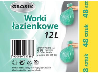 Zdjęcie: Worki na śmieci łazienkowe 12 L - 48 szt. GROSIK