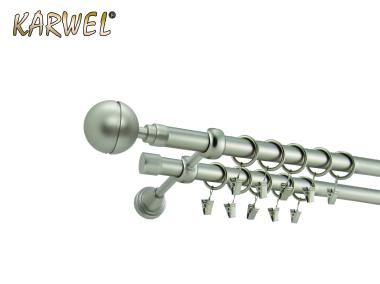 Zdjęcie: Karnisz podwójny Zeus 19 mm - 2 m kula satyna KARWEL