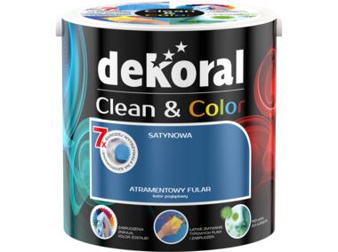 Zdjęcie: Farba satynowa Clean&Color 2,5 L atramentowy fular DEKORAL