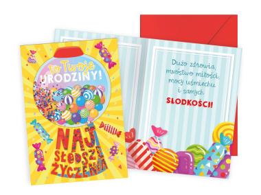 Zdjęcie: Karnet Konfetti KNF-048 Urodziny - słodkości KUKARTKA
