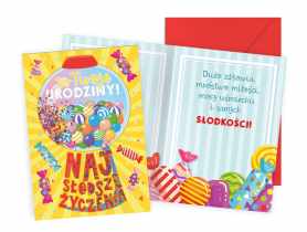 Karnet Konfetti KNF-048 Urodziny - słodkości KUKARTKA