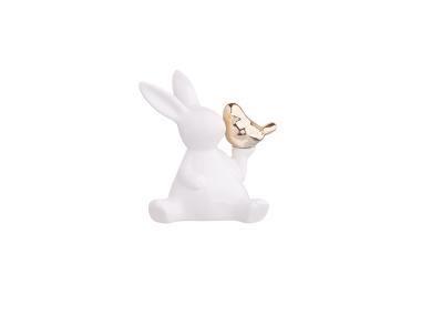 Zdjęcie: Figurka porcelanowa zając ze złotym ptaszkiem 8x6x12 cm ALTOMDESIGN