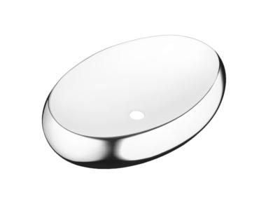 Zdjęcie: Umywalka nablatowa Fresco Trend 59 cm owalna biały/chrom INVENA