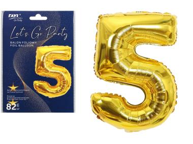 Zdjęcie: Balon foliowy 82 cm LGP Cyfra 5, kolor złoty art. 22130 DECOR