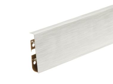 Zdjęcie: Listwa przypodłogowa PVC Hi Line Prestige 2,2x7,5 cm 2,50 m Aluminium szczotkowane białe Mat CEZAR