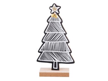 Zdjęcie: Choinka drewniana 10x4x19,5 cm czarna w paski ALTOMDESIGN
