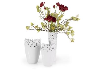 Zdjęcie: Wazon ceramiczny Sabrina 12x7x22 cm biały EUROFIRANY