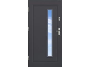 Zdjęcie: Drzwi zewnętrzne stalowo-drewniane Disting Mario 04B Antracyt 80 cm lewe KR CENTER