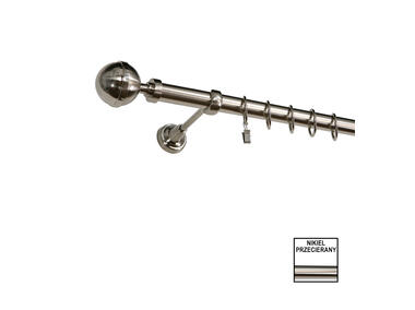 Zdjęcie: Karnisz pojedynczy Zeus fi 25 mm - 320 cm kula nikiel KARWEL