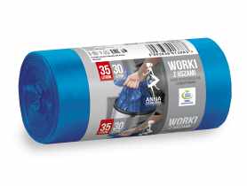 Worki na śmieci z uszami ldpe 35 L - 30 szt. niebieskie ANNA ZARADNA