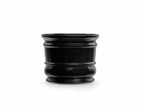 Doniczka ceramiczna z podstawką Beczka 14x15 cm czarny połysk FLOWERPOT