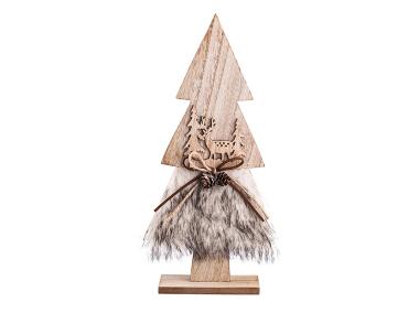 Zdjęcie: Figurka drewniana Choinka z futerkiem 15x6x31 cm ALTOMDESIGN