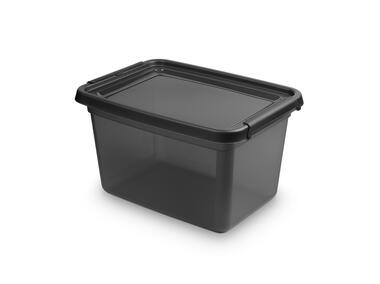 Zdjęcie: Pojemnik z pokrywką i klipsami 28x38x22,5 cm 15 L Coal (2552) Basestore ORPLAST