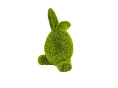 Zdjęcie: Figurka zając porcelanowa pokryta sztuczną trawą 10x7,5x14,5 cm ALTOMDESIGN