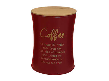 Zdjęcie: Puszka z pokrywą bambusową 11x11x15 cm czerwona dekoracja coffe ALTOMDESIGN