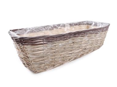 Zdjęcie: Balkonówka doniczka wiklinowa z folią 60x22x16 cm TIN TOURS