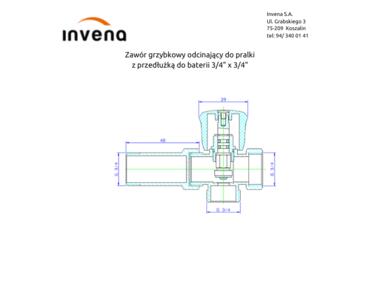 Zdjęcie: Zawór grzybkowy odcinający do pralki z przedłużką do baterii 3/4x3/4 INVENA