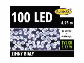 Lampki choinkowe LED 4,95 m białe 100 lampek zielony przewód BULINEX